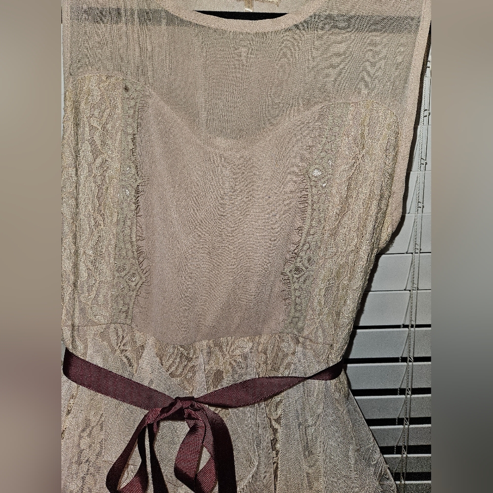 A'reve lvory Lace Chiffon and TulleDress sz L - Picture 4 of 5